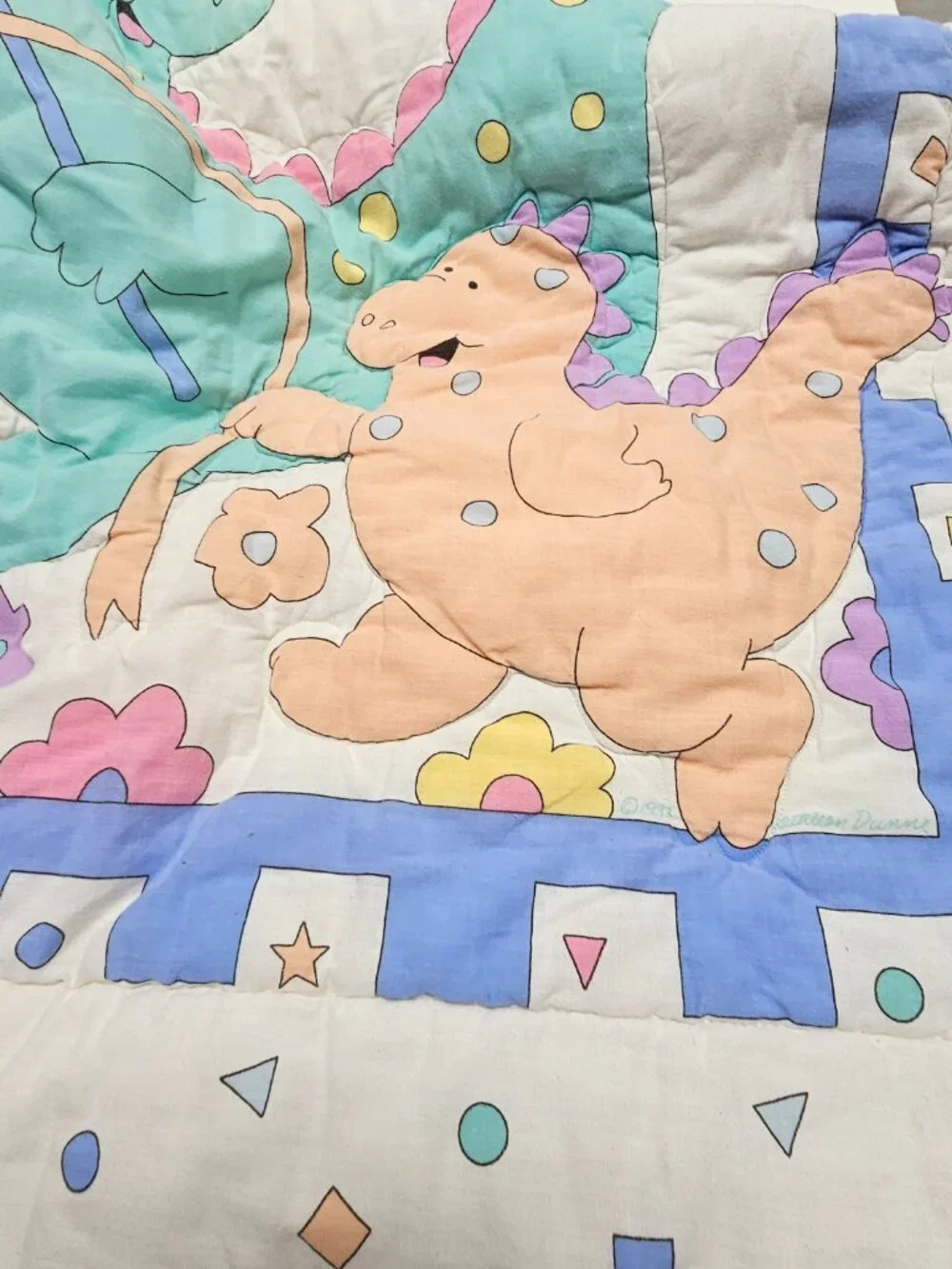 Baby Blanket Lovey Dandee Dan Dee Kathleen Dunne Dinosaur Shapes Castle Made USA